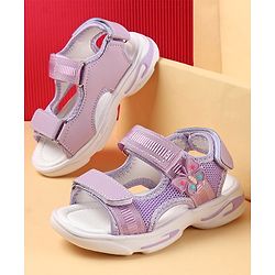 Cute Walk by Babyhug Sandals with Velcro Closure & Butterfly Applique - Purple