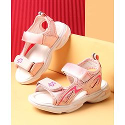 Cute Walk by Babyhug Velcro Closure Sandals With Floral Design - Pink