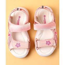 Cute Walk by Babyhug Velcro Closure Sandals With Floral Design - Pink