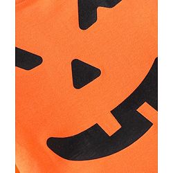 Babyhug Cotton Knit Full Sleeves Night Suit With Halloween Theme Pumpkin Print - Orange