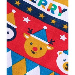 Babyhug Cotton Knit Full Sleeves Night Suit with Snowman Print - Navy Blue