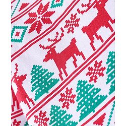Babyhug Cotton Knit Full Sleeves Night Suit With Christmas Theme Print - Red & Green