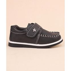 Cute Walk by Babyhug Velcro Closure Formal & Party Wear Shoes with Applique - Black
