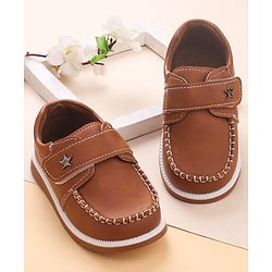 Cute Walk by Babyhug Velcro Closure Formal & Party Wear Shoes with Applique - Brown