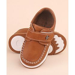 Cute Walk by Babyhug Velcro Closure Formal & Party Wear Shoes with Applique - Brown