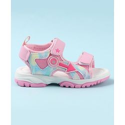 Cute Walk by Babyhug Sandals with Velcro Closure & Applique - Pink