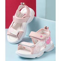 Cute Walk by Babyhug Velcro Closure Sandals with Heart Applique - Pink