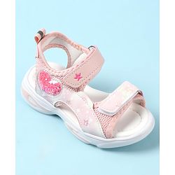 Cute Walk by Babyhug Velcro Closure Sandals with Heart Applique - Pink