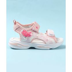 Cute Walk by Babyhug Velcro Closure Sandals with Heart Applique - Pink