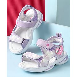 Cute Walk by Babyhug Velcro Closure Sandals with Heart Applique - Purple