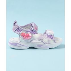 Cute Walk by Babyhug Velcro Closure Sandals with Heart Applique - Purple