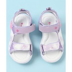 Cute Walk by Babyhug Velcro Closure Sandals with Heart Applique - Purple