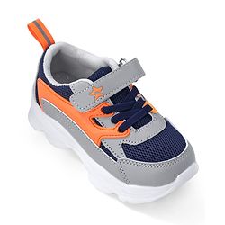 Cute Walk by Babyhug Velcro Closure Sneakers - Orange & Navy