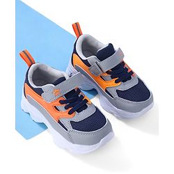 Cute Walk by Babyhug Velcro Closure Sneakers - Orange & Navy