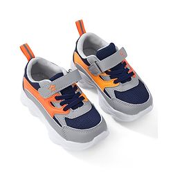 Cute Walk by Babyhug Velcro Closure Sneakers - Orange & Navy
