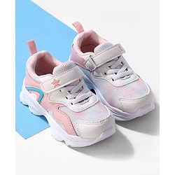 Cute Walk by Babyhug Velcro Closure Sneakers - White & Pink