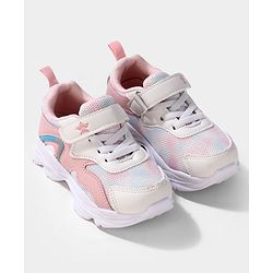 Cute Walk by Babyhug Velcro Closure Sneakers - White & Pink