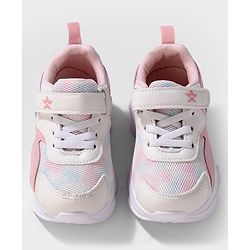 Cute Walk by Babyhug Velcro Closure Sneakers - White & Pink