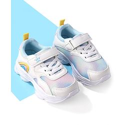 Cute Walk by Babyhug Velcro Closure Sneakers  - White & Blue