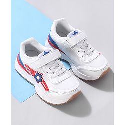 Cute Walk by Babyhug Sneaker with Velcro Closure Floral Applique - White & Royal Blue