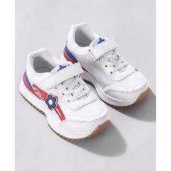 Cute Walk by Babyhug Sneaker with Velcro Closure Floral Applique - White & Royal Blue