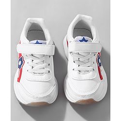 Cute Walk by Babyhug Sneaker with Velcro Closure Floral Applique - White & Royal Blue