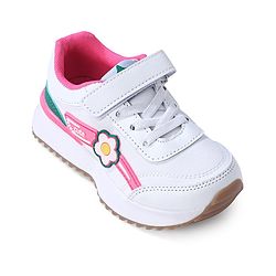 Cute Walk by Babyhug Sneaker with Velcro Closure Floral Applique - White & Royal Blue