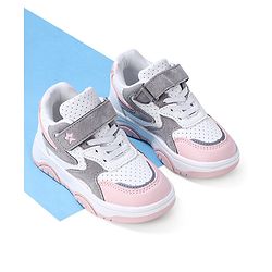 Cute Walk by Babyhug Sneaker with Lace Up & Velcro Closure - White & Pink