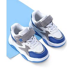 Cute Walk by Babyhug Sneaker with Lace Up & Velcro Closure - White & Blue