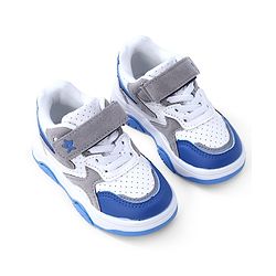 Cute Walk by Babyhug Sneaker with Lace Up & Velcro Closure - White & Blue