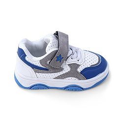 Cute Walk by Babyhug Sneaker with Lace Up & Velcro Closure - White & Blue