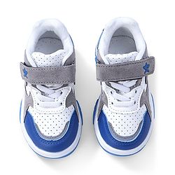 Cute Walk by Babyhug Sneaker with Lace Up & Velcro Closure - White & Blue