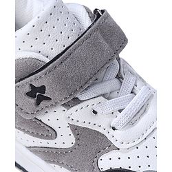 Cute Walk by Babyhug Sneaker with Lace Up & Velcro Closure - White & Black