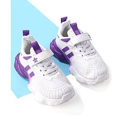 Cute Walk by Babyhug Sneaker Shoes With Velcro Closure - White & Purple