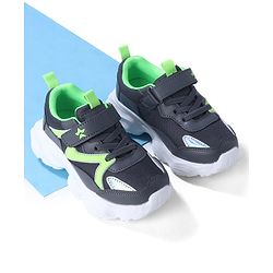 Cute Walk by Babyhug Sneaker with Lace Up & Velcro Closure - Black & Lime Green