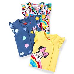 Babyhug Interlock Frill Sleeves Front Open Jhablas Minnie & Friends Print Pack of 3 - Multicolour