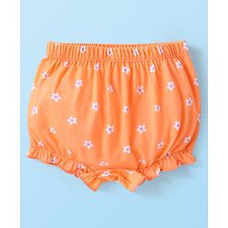 Babyhug Single Jersey 100% Cotton Knit Bloomers Bunny & Floral Print Pack of 5 - White Orange & Yellow