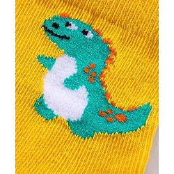 Cute Walk by Babyhug Anti-bacterial Ankle Length Striped & Dino Design Socks Pack of 3 - Yellow Green & White