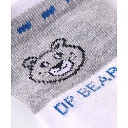 Cutewalk By Babyhug Anti Bacterial Ankle Length Striped & Teddy Bear Design Socks Pack of 5 - Grey & White