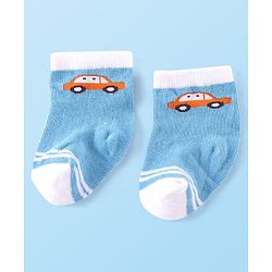 Cute Walk by Babyhug Anti-bacterial Ankle Length Striped & Vehicle Designed Socks Pack of 5 - Multicolor