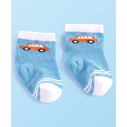 Cute Walk by Babyhug Anti-bacterial Ankle Length Striped & Vehicle Designed Socks Pack of 5 - Multicolor