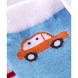 Cute Walk by Babyhug Anti-bacterial Ankle Length Striped & Vehicle Designed Socks Pack of 5 - Multicolor