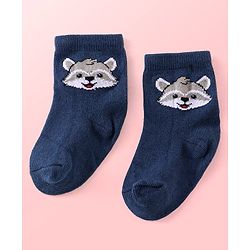 Cutewalk By Babyhug Anti Bacterial Ankle Length Striped & Teddy Bear Design Socks Pack of 5 - Blue Red & White