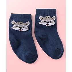 Cutewalk By Babyhug Anti Bacterial Ankle Length Striped & Teddy Bear Design Socks Pack of 5 - Blue Red & White