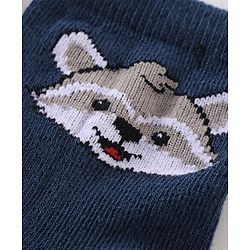 Cutewalk By Babyhug Anti Bacterial Ankle Length Striped & Teddy Bear Design Socks Pack of 5 - Blue Red & White