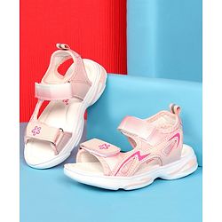 Cute Walk by Babyhug Sandals with Velcro Closure & Floral Print - Pink