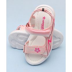 Cute Walk by Babyhug Sandals with Velcro Closure & Floral Print - Pink
