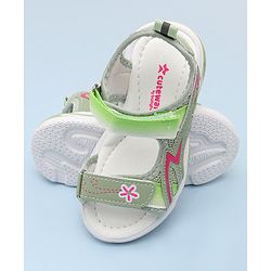 Cute Walk by Babyhug Sandals with Velcro Closure & Floral Print - Pink