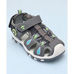 Cute Walk by Babyhug Sandals With Velcro Closure & Football Applique - Grey