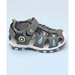 Cute Walk by Babyhug Sandals With Velcro Closure & Football Applique - Grey